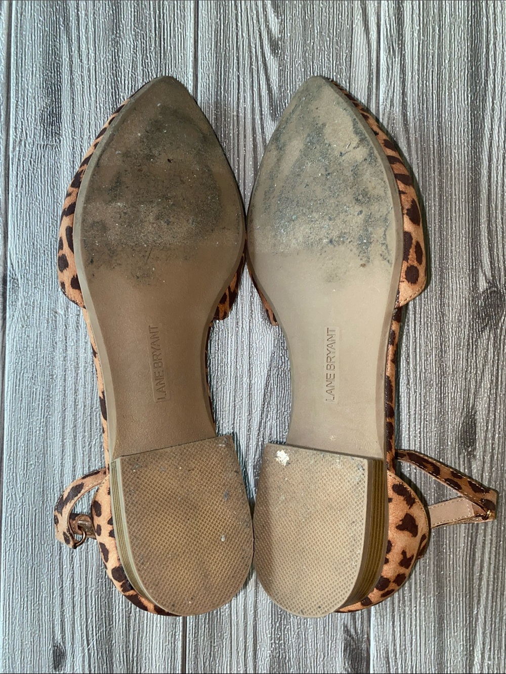 Lane Bryant Leopard-Print Ankle-Strap Flats - Brown/Tan Size 11W - Picture 4 of 8